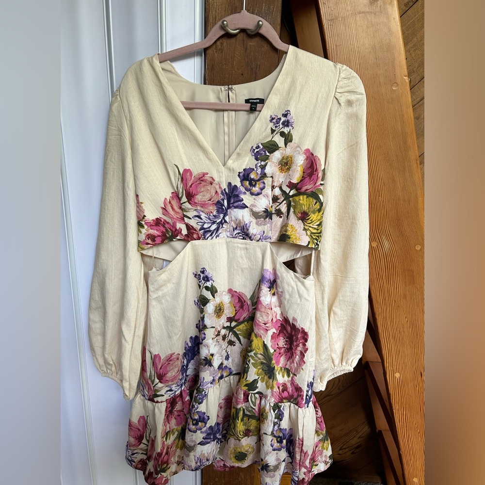 Floral V-Neck Long Puff Sleeve
Cutout Mini Dress - Picture 10 of 10